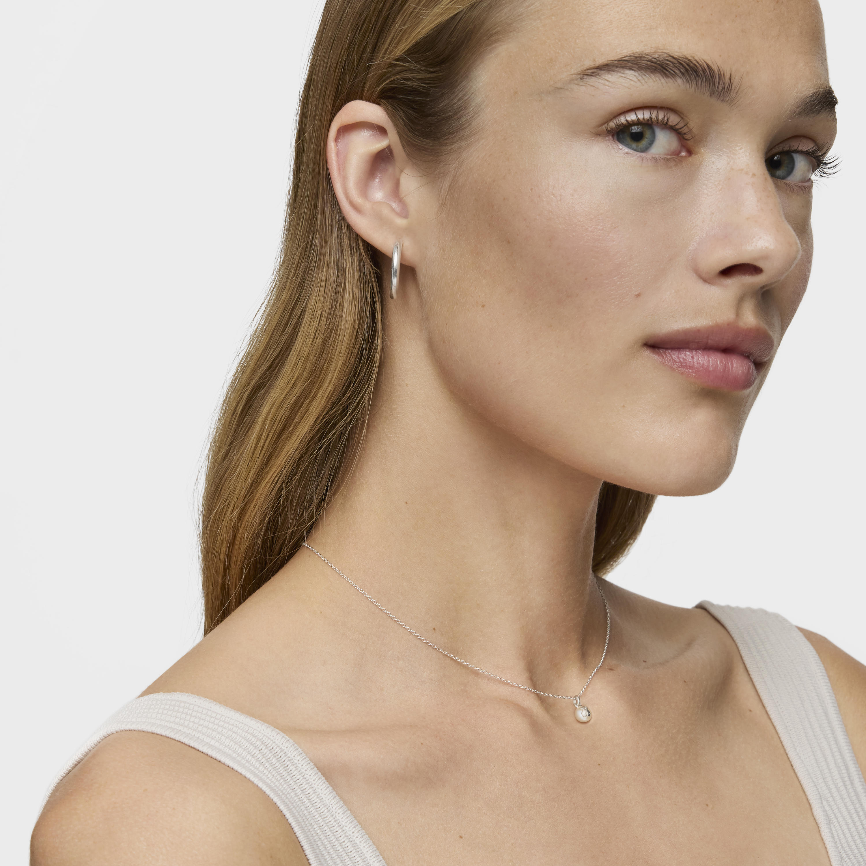 Silver and Pearl Icon Pearl Necklace