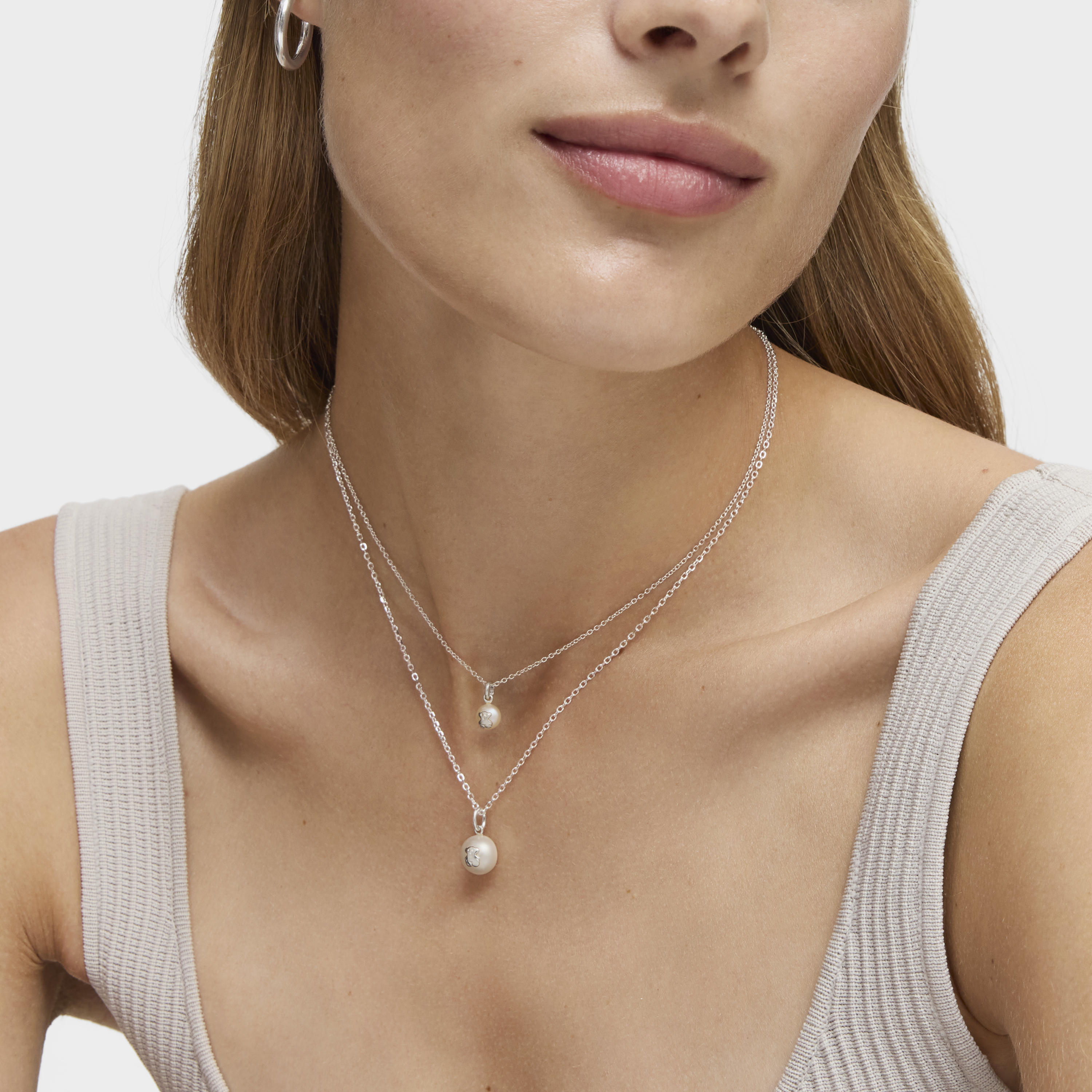 Silver and Pearl Icon Pearl Necklace