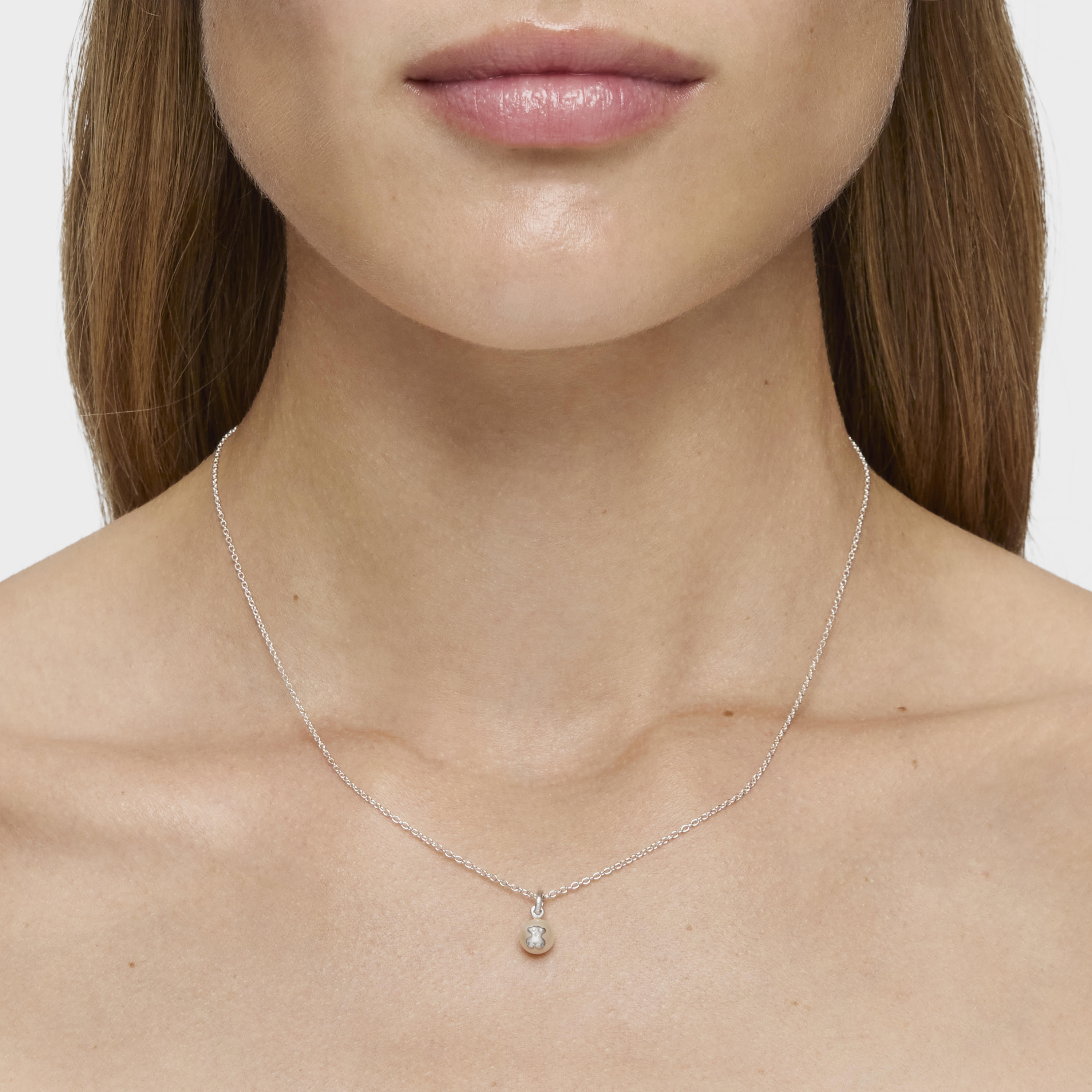 Silver and Pearl Icon Pearl Necklace