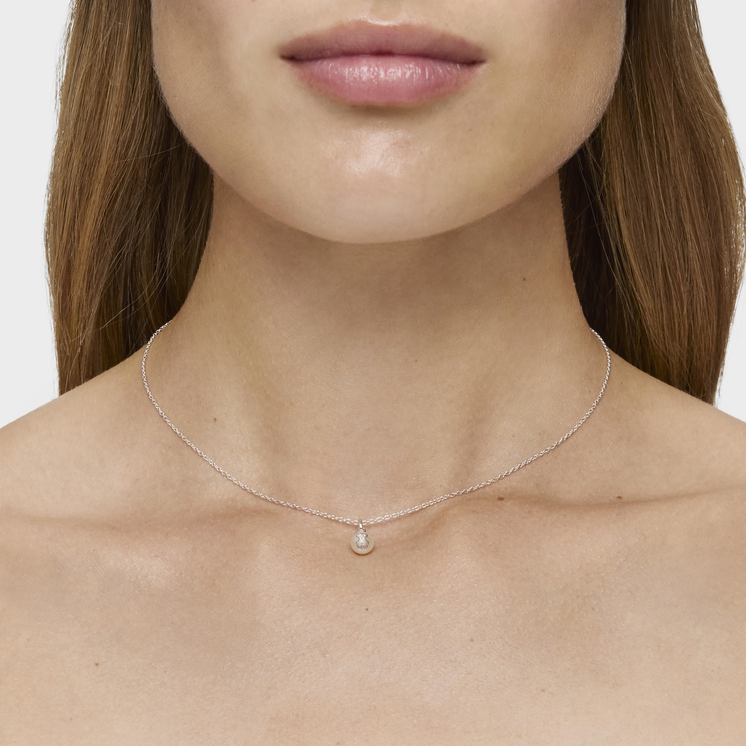 Silver and Pearl Icon Pearl Necklace