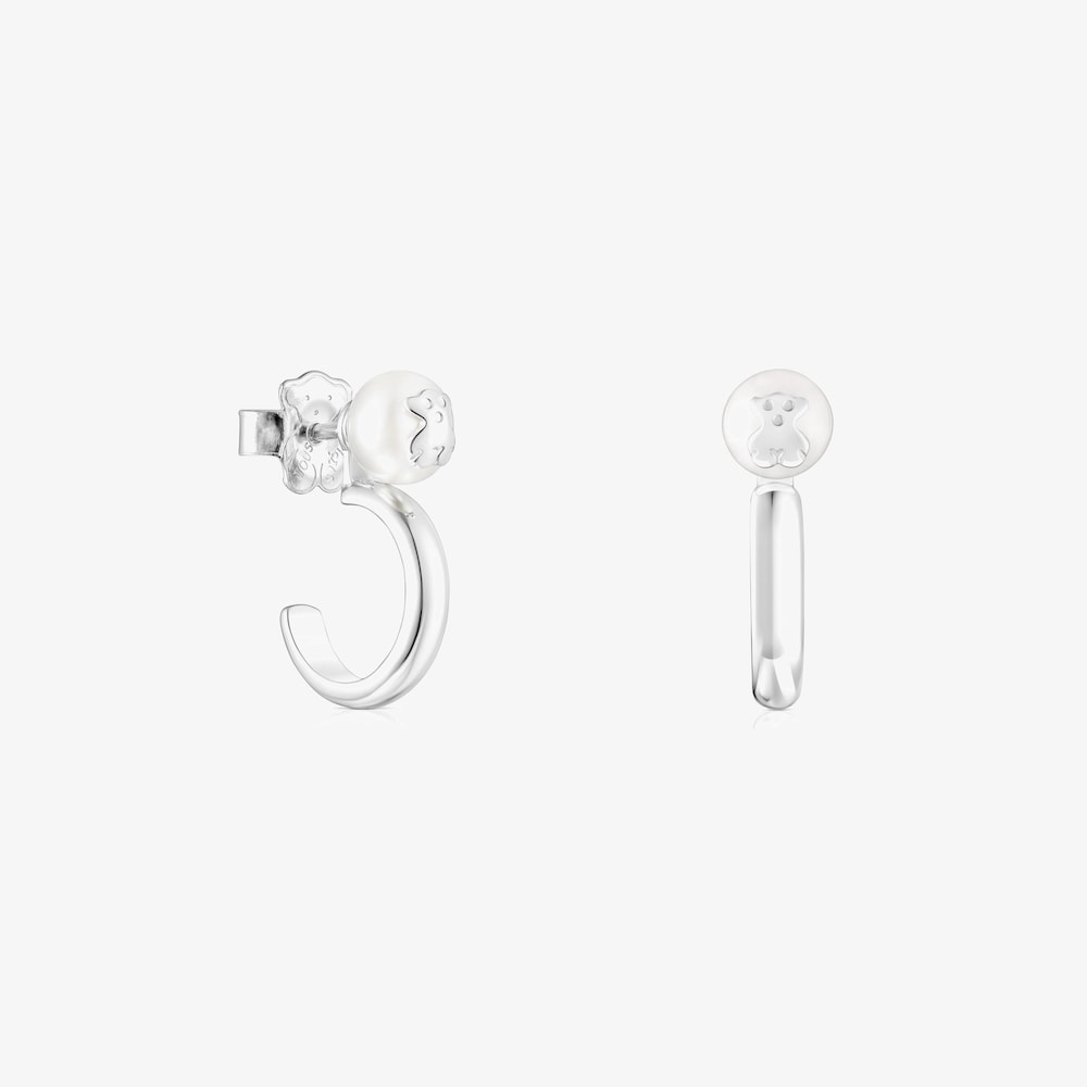 Pendientes aro de plata y perla Icon Pearl