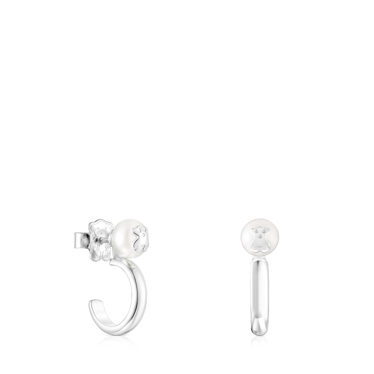Silver and Pearl Icon Pearl Earrings