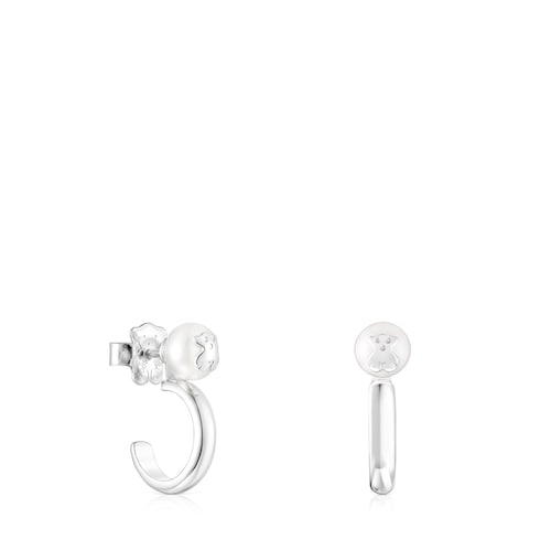 Pendientes aro de plata y perla Icon Pearl