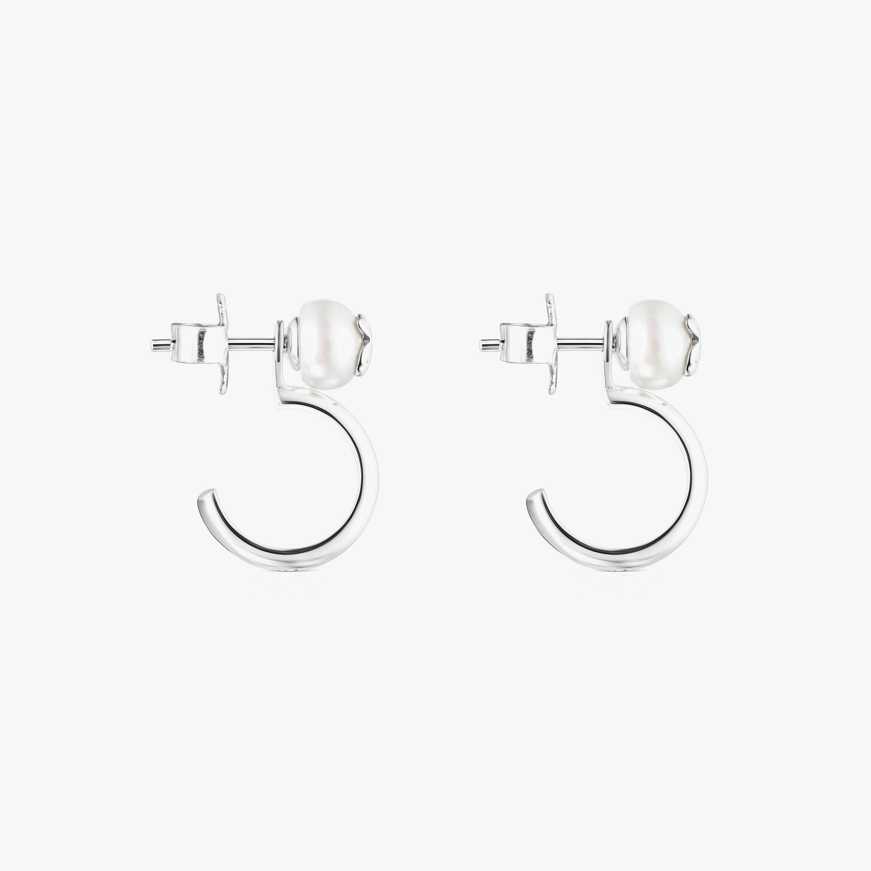 Silver and Pearl Icon Pearl Earrings