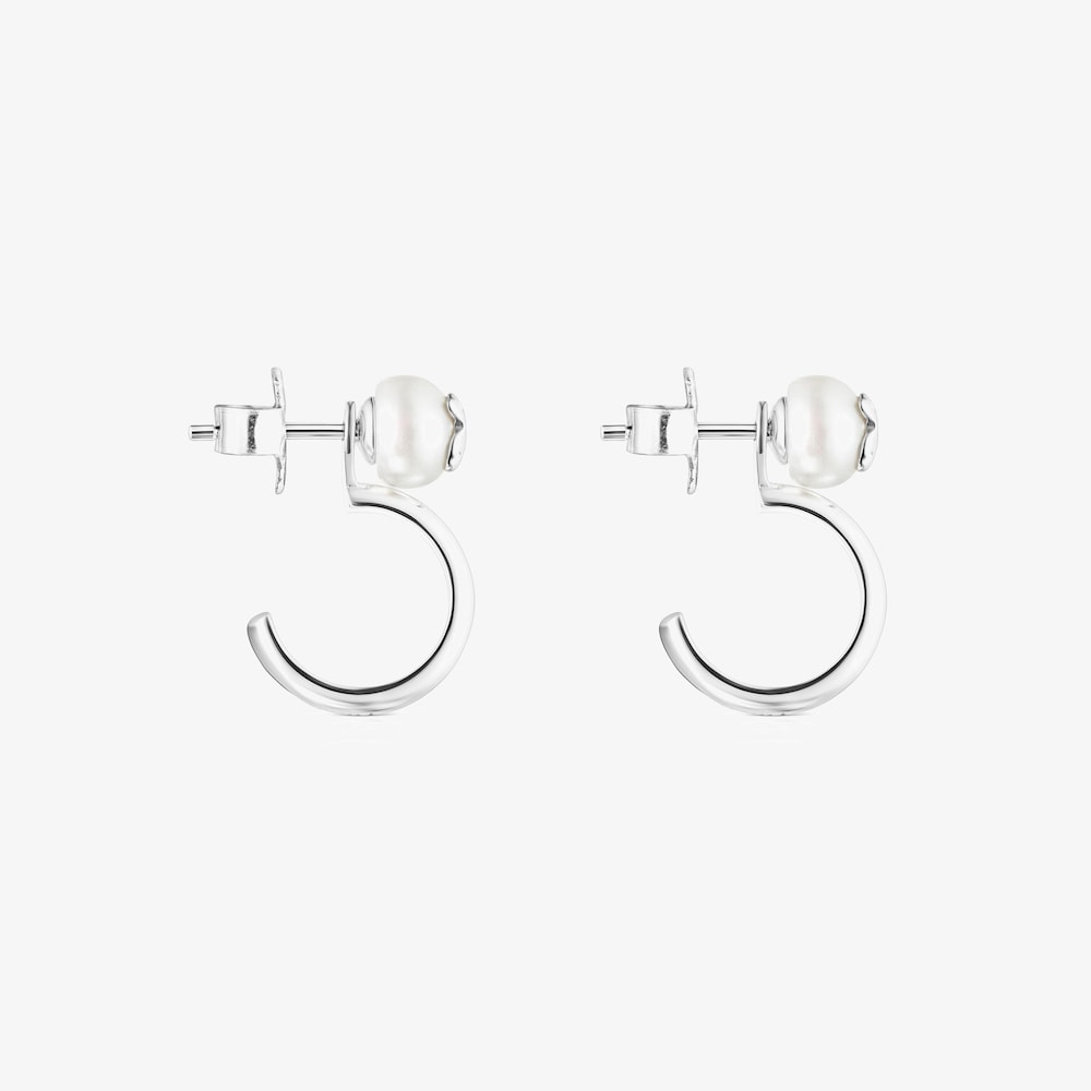 Pendientes aro de plata y perla Icon Pearl