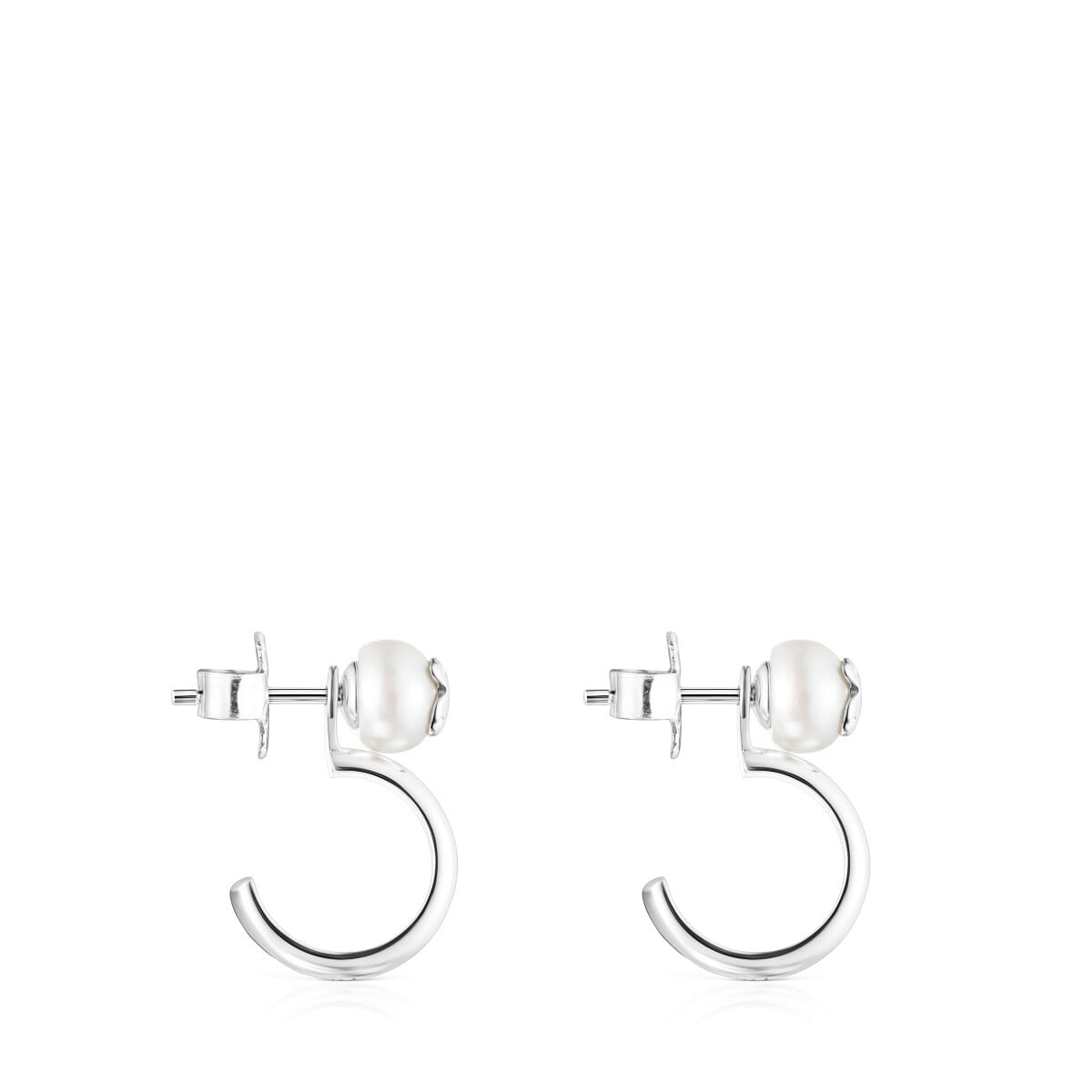 Silver and Pearl Icon Pearl Earrings