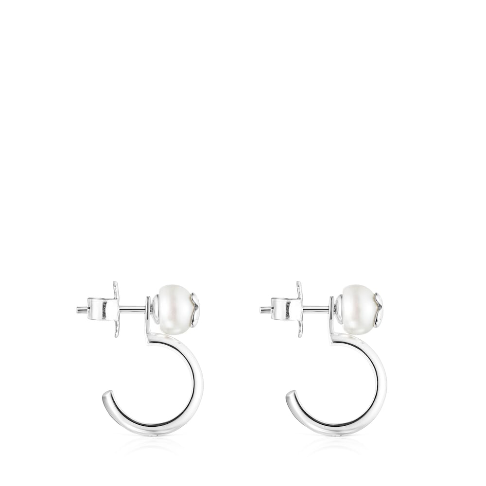 Silver and Pearl Icon Pearl Earrings