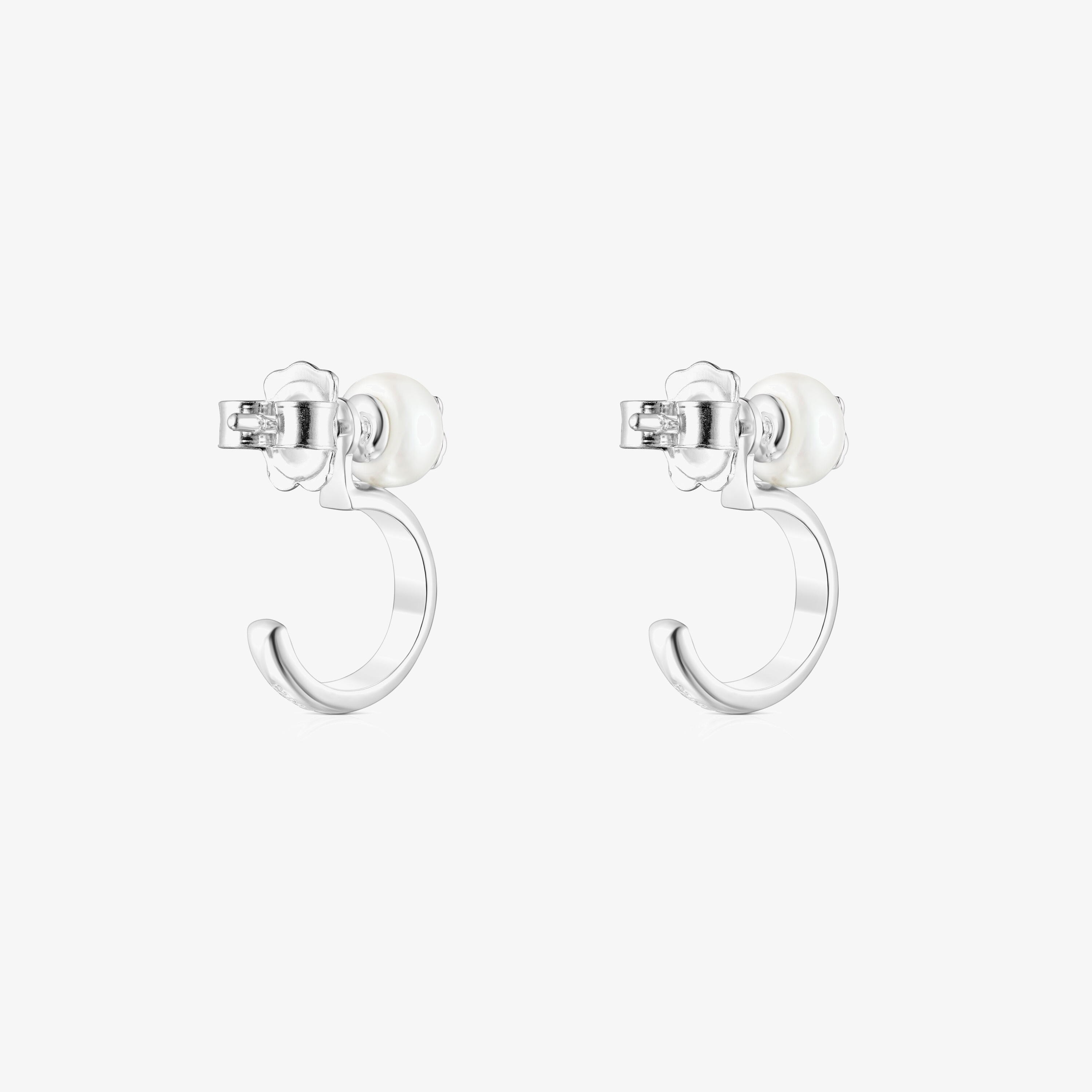 Silver and Pearl Icon Pearl Earrings