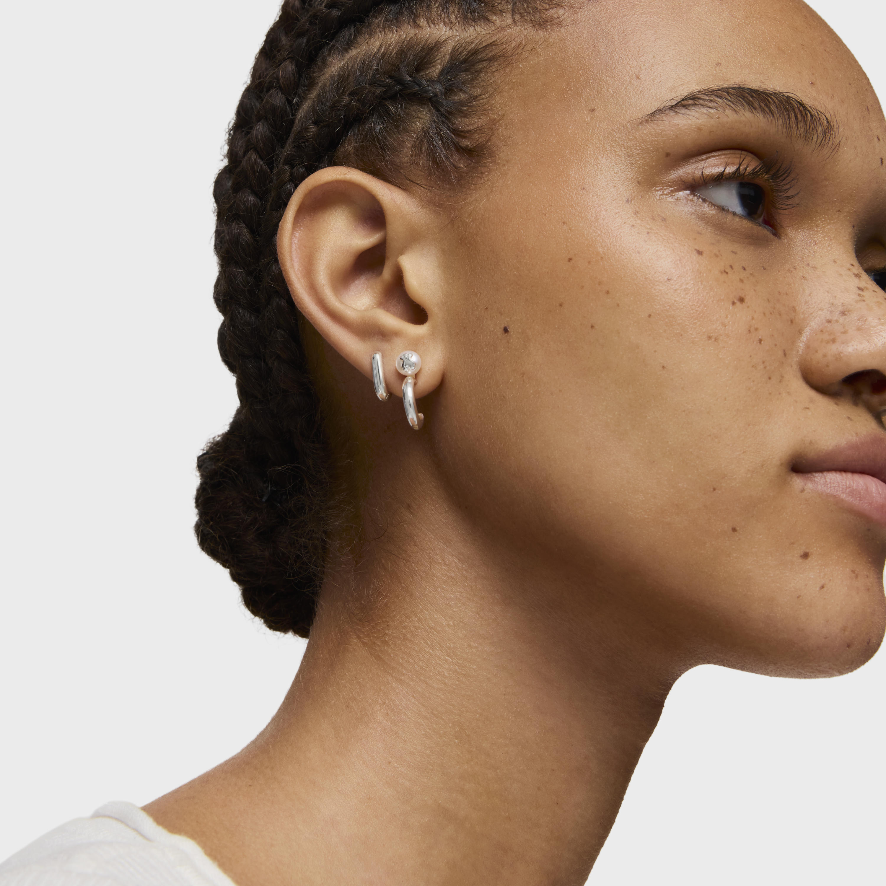 Silver and Pearl Icon Pearl Earrings