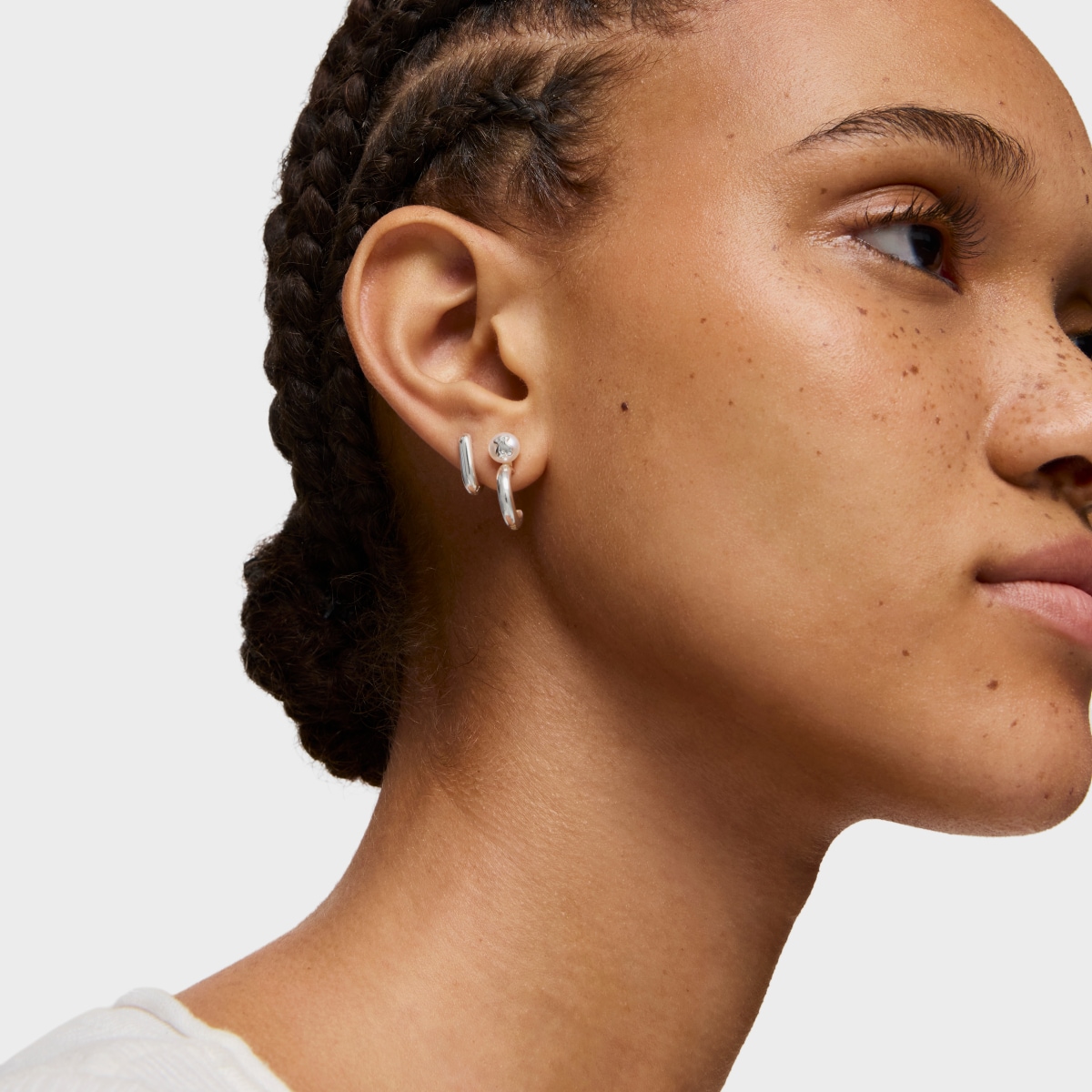 Silver and Pearl Icon Pearl Earrings