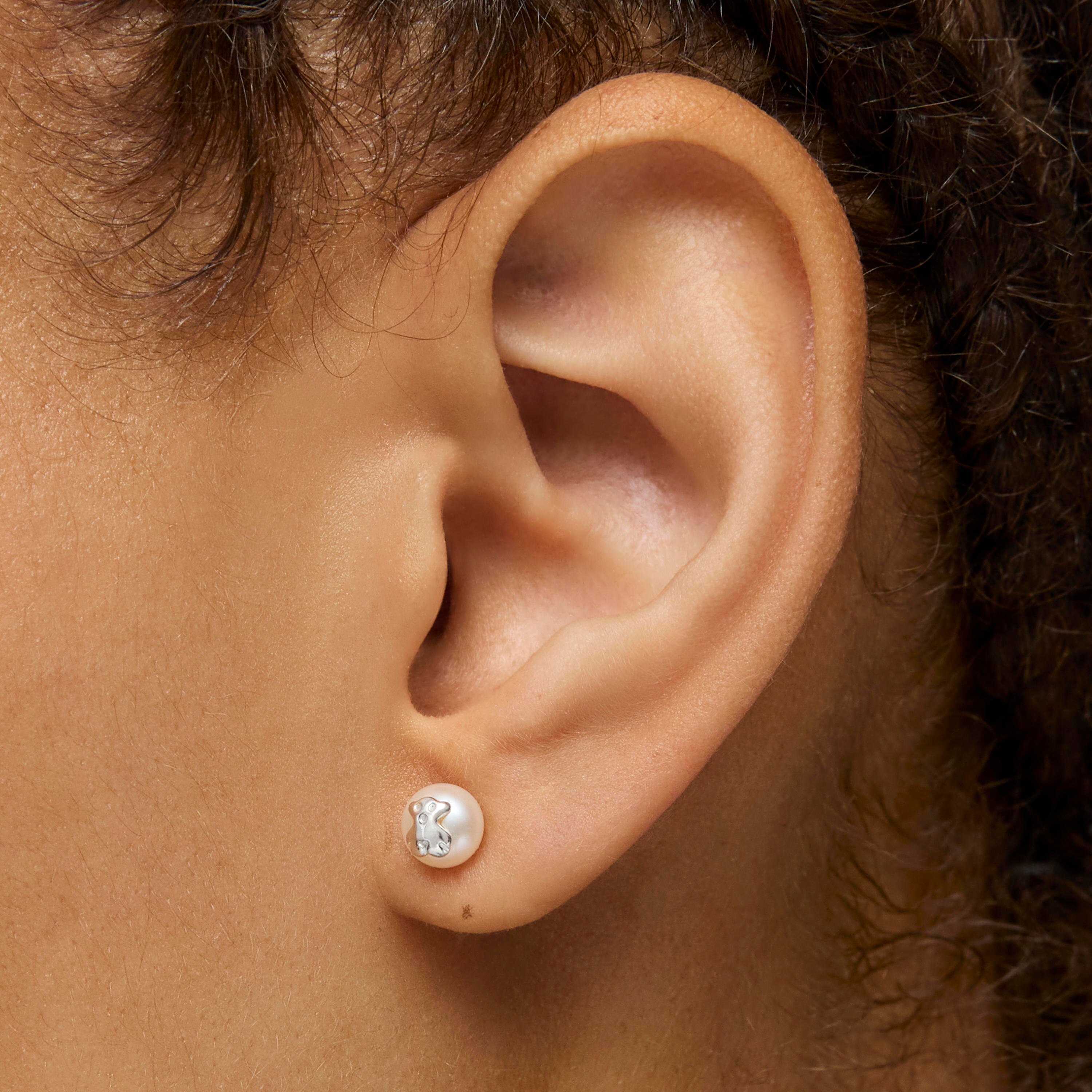 Silver and Pearl Icon Pearl Earrings