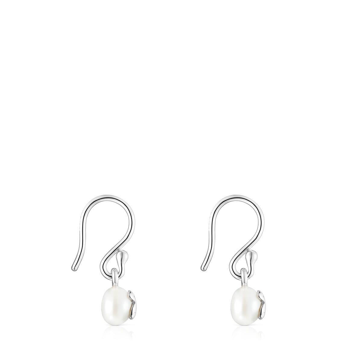 Short Silver and Pearl Icon Pearl Earrings