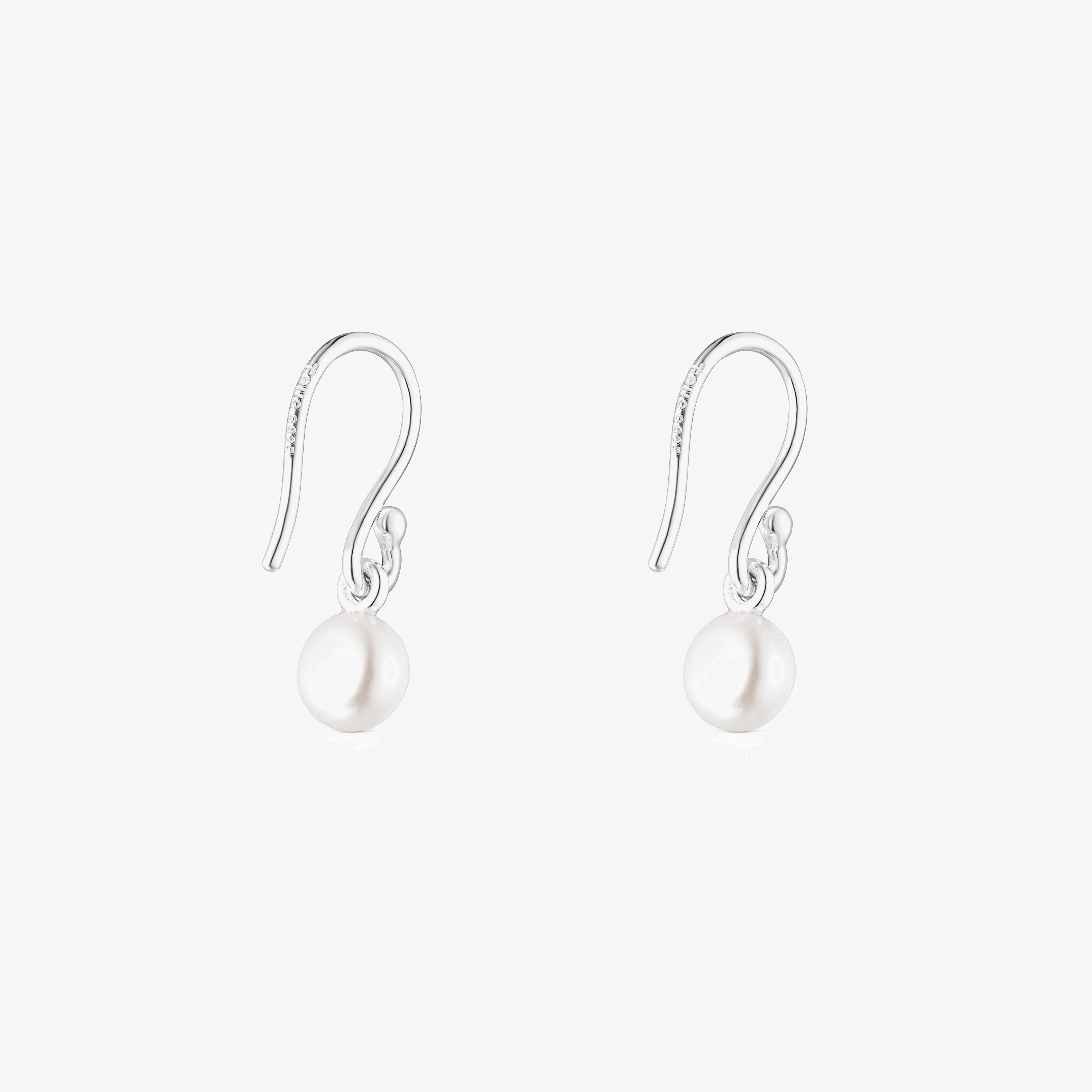 Short Silver and Pearl Icon Pearl Earrings
