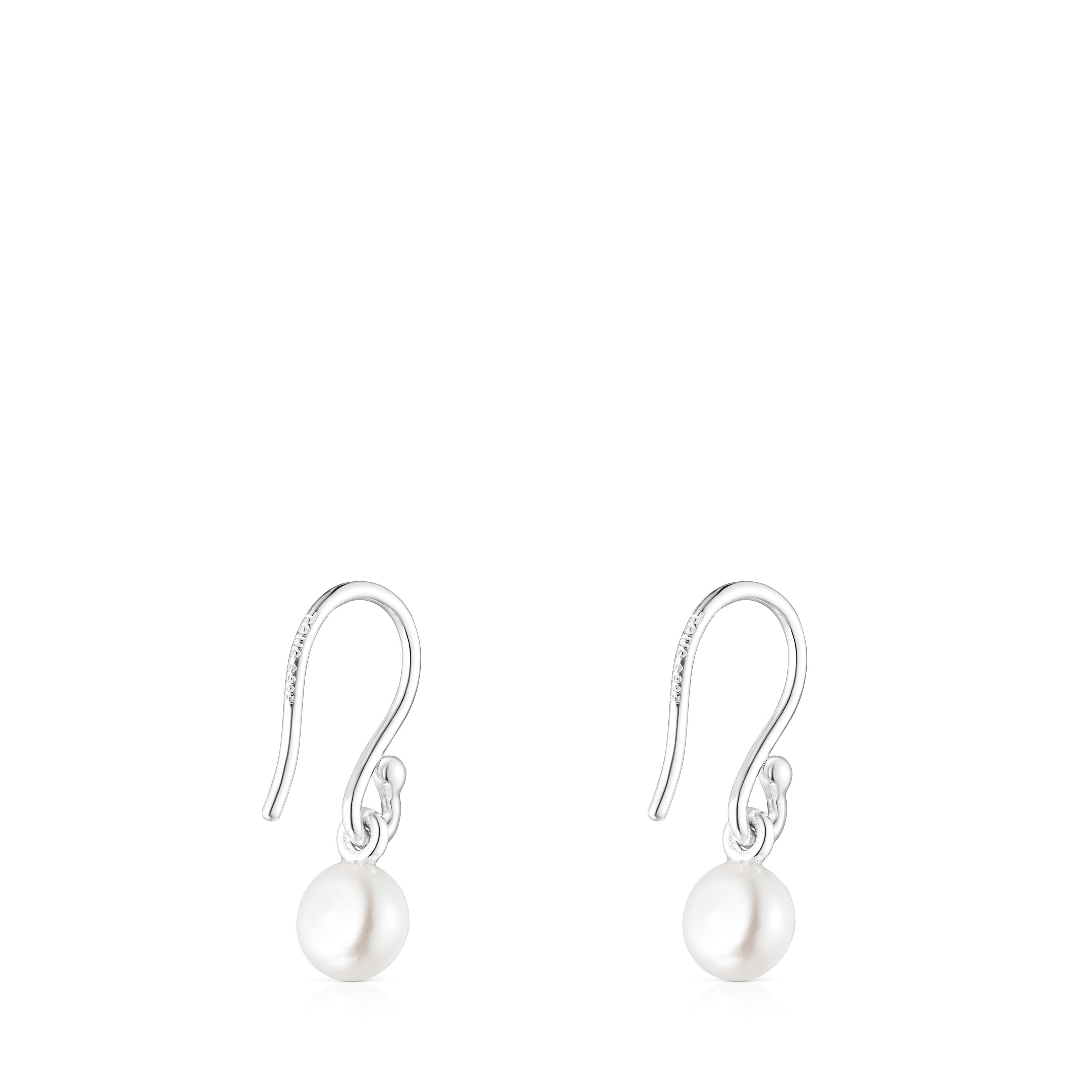 Short Silver and Pearl Icon Pearl Earrings