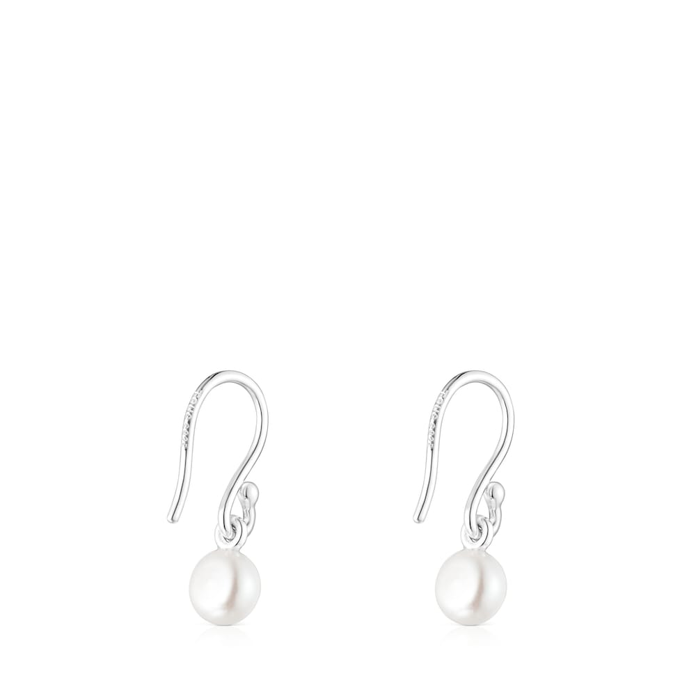 Pendientes cortos de plata y perla Icon Pearl image number 2