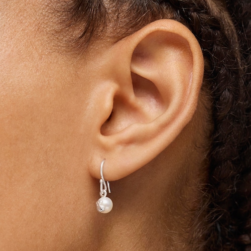 Short Silver and Pearl Icon Pearl Earrings