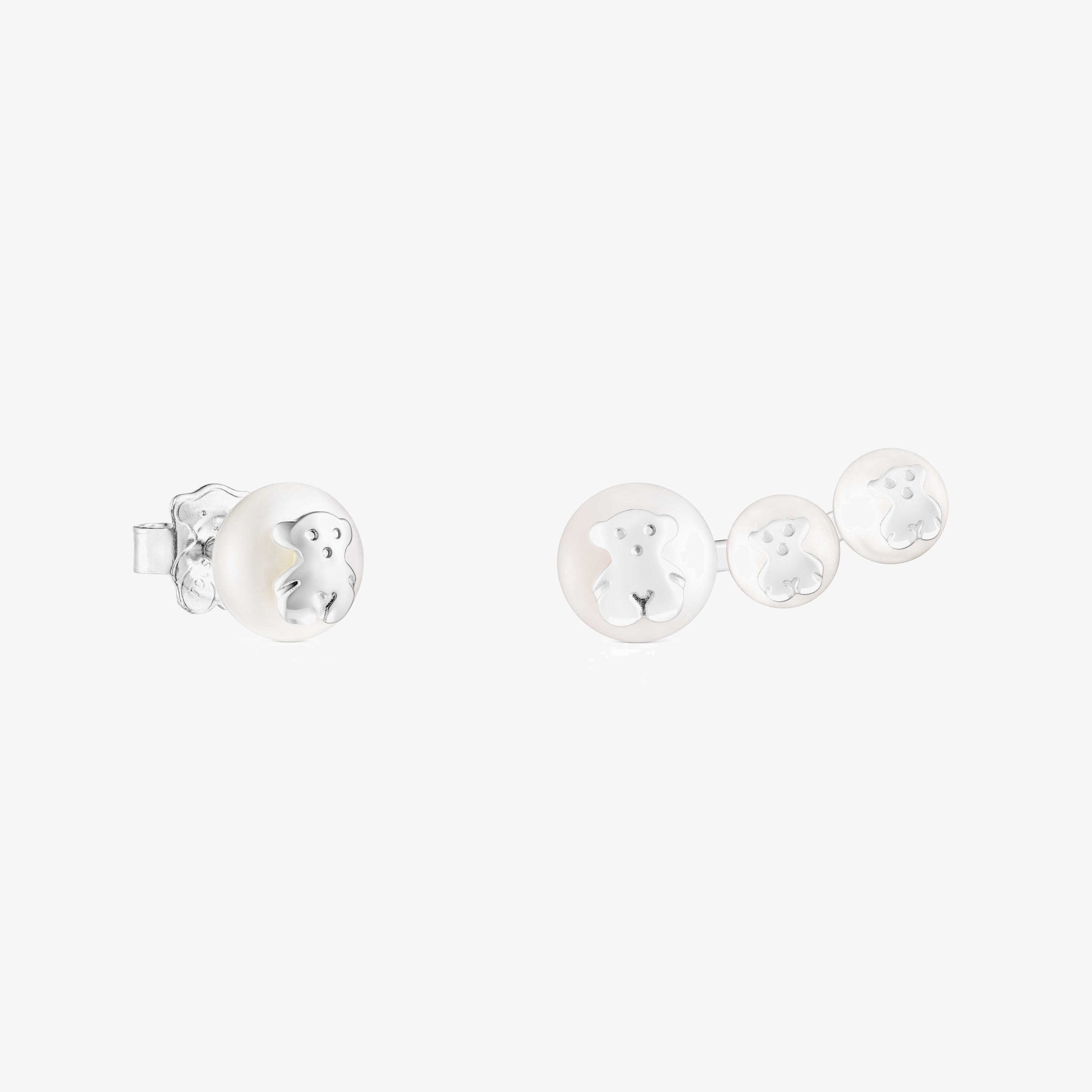Silver and Pearl Icon Pearl Earrings