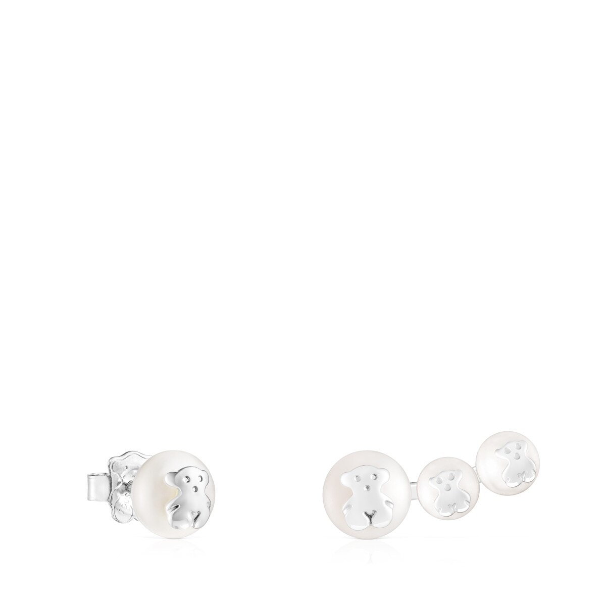 Silver and Pearl Icon Pearl Earrings