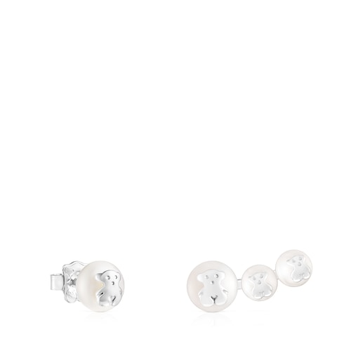 Silver and Pearl Icon Pearl Earrings