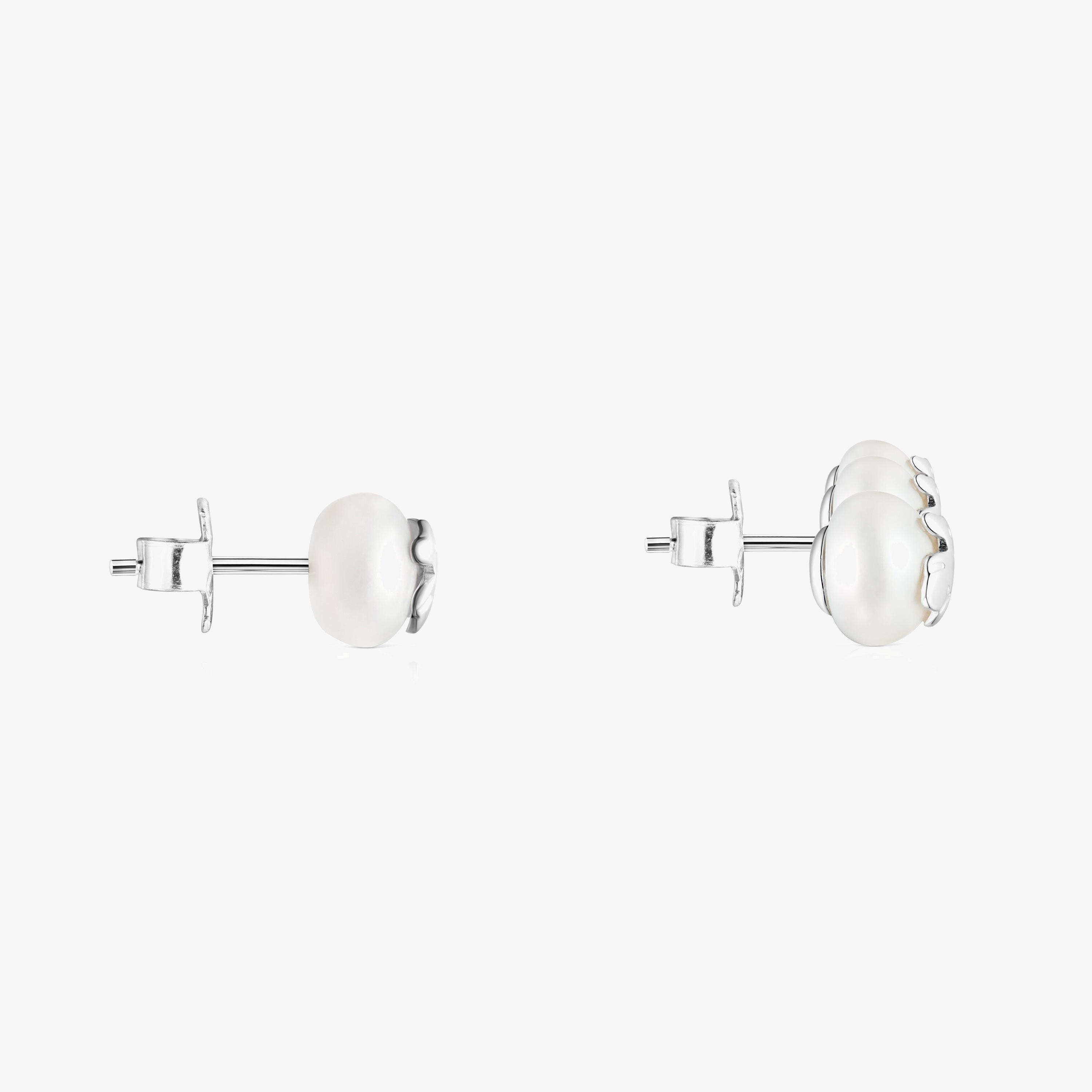 Silver and Pearl Icon Pearl Earrings
