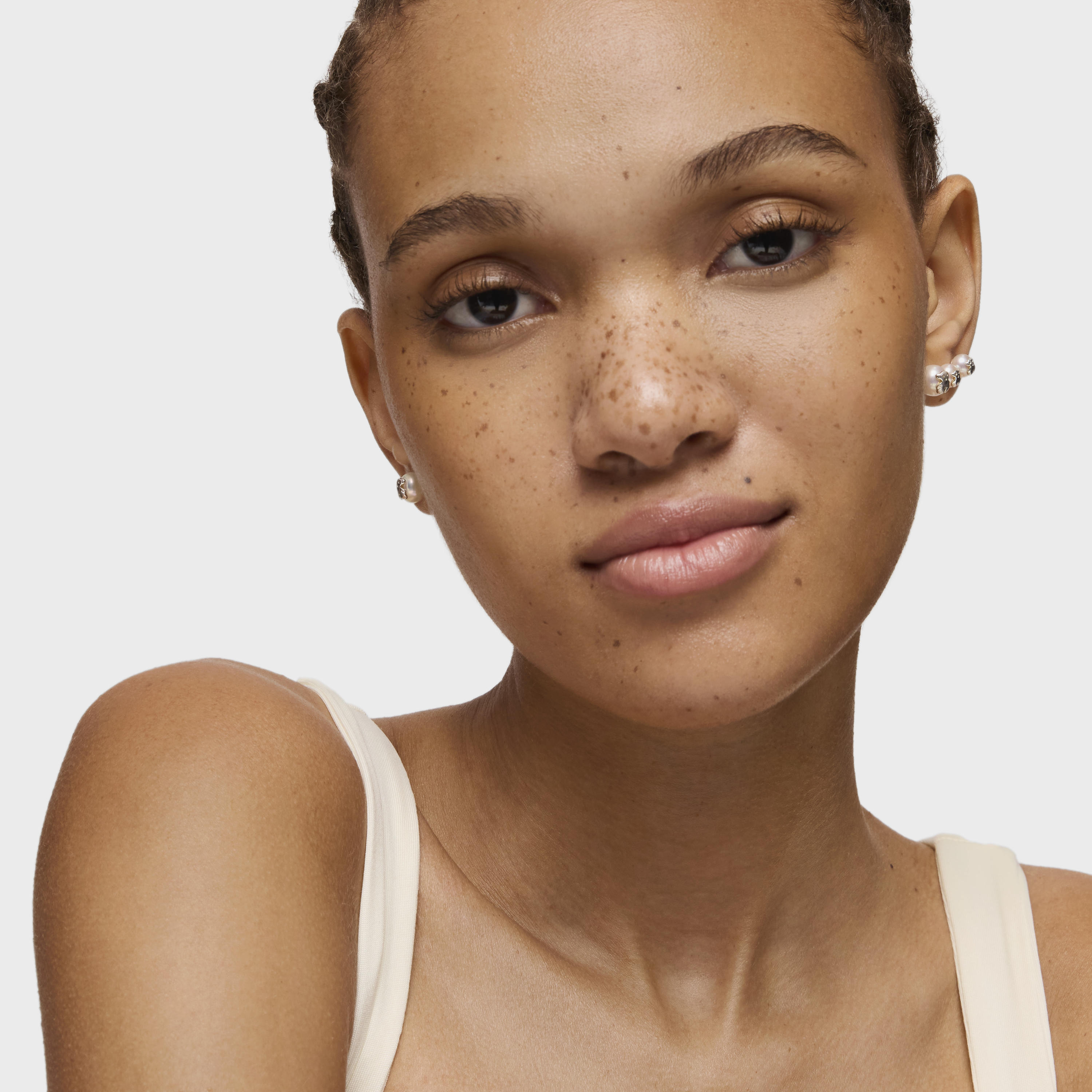 Silver and Pearl Icon Pearl Earrings