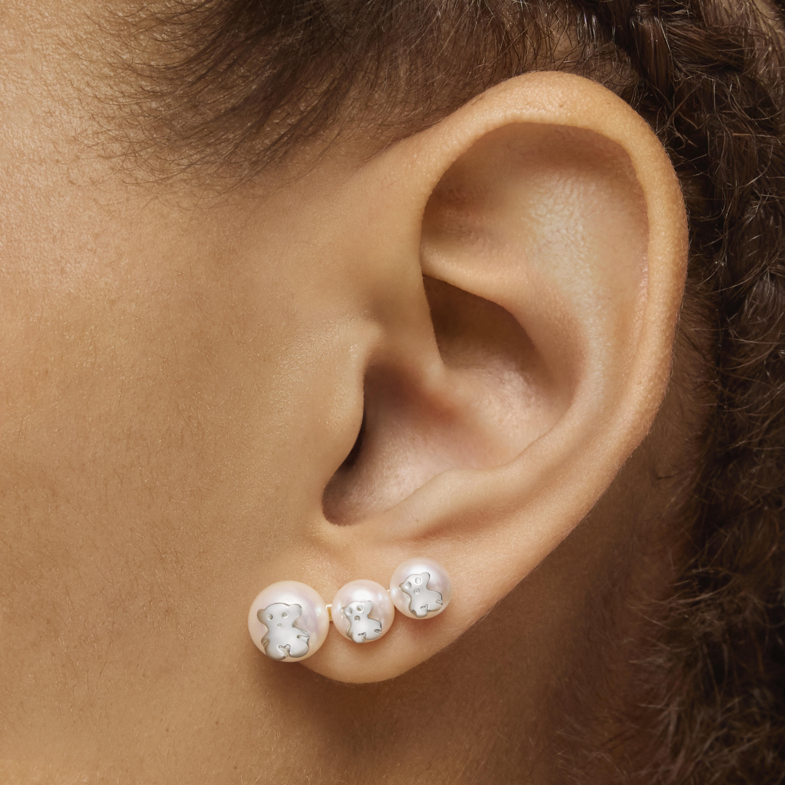 Silver and Pearl Icon Pearl Earrings