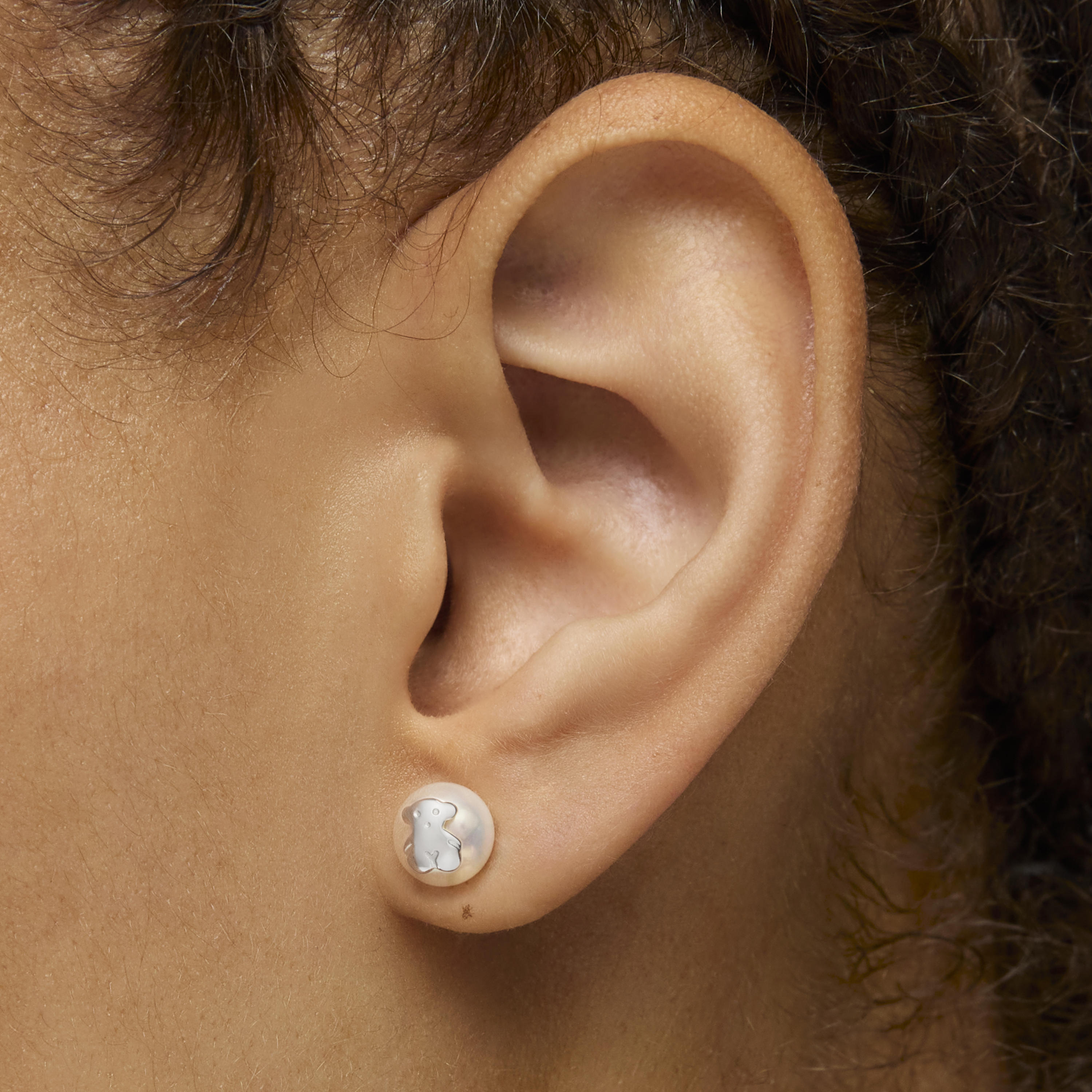 Silver and Pearl Icon Pearl Earrings