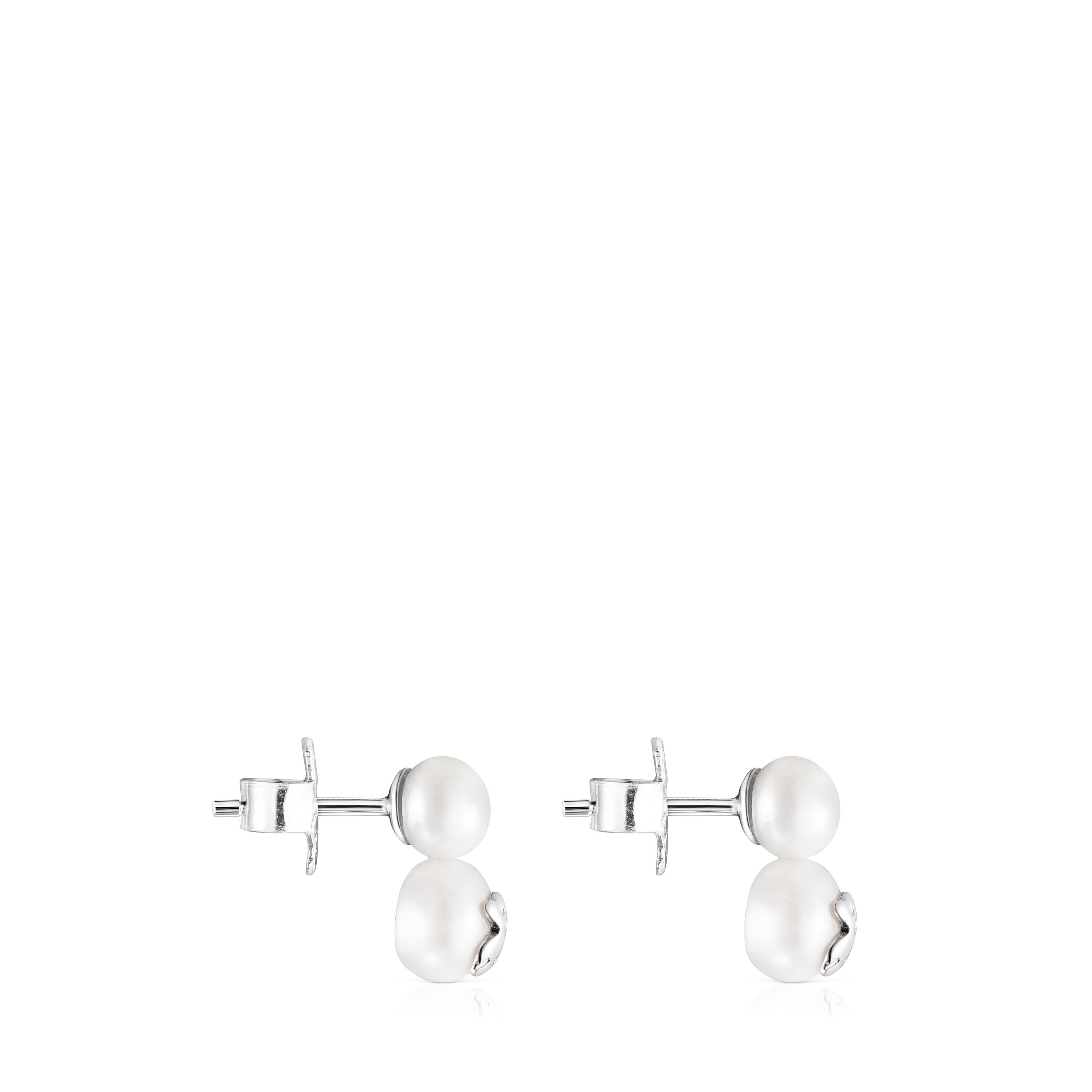 Silver and Pearl Icon Pearl Earrings