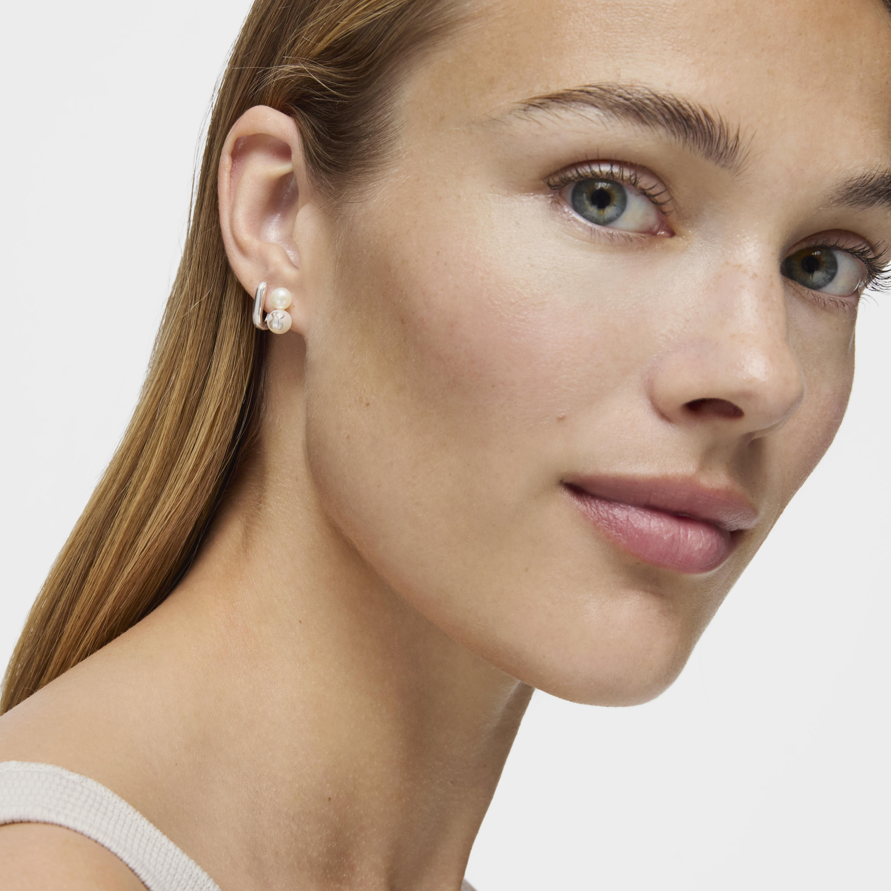 Silver and Pearl Icon Pearl Earrings