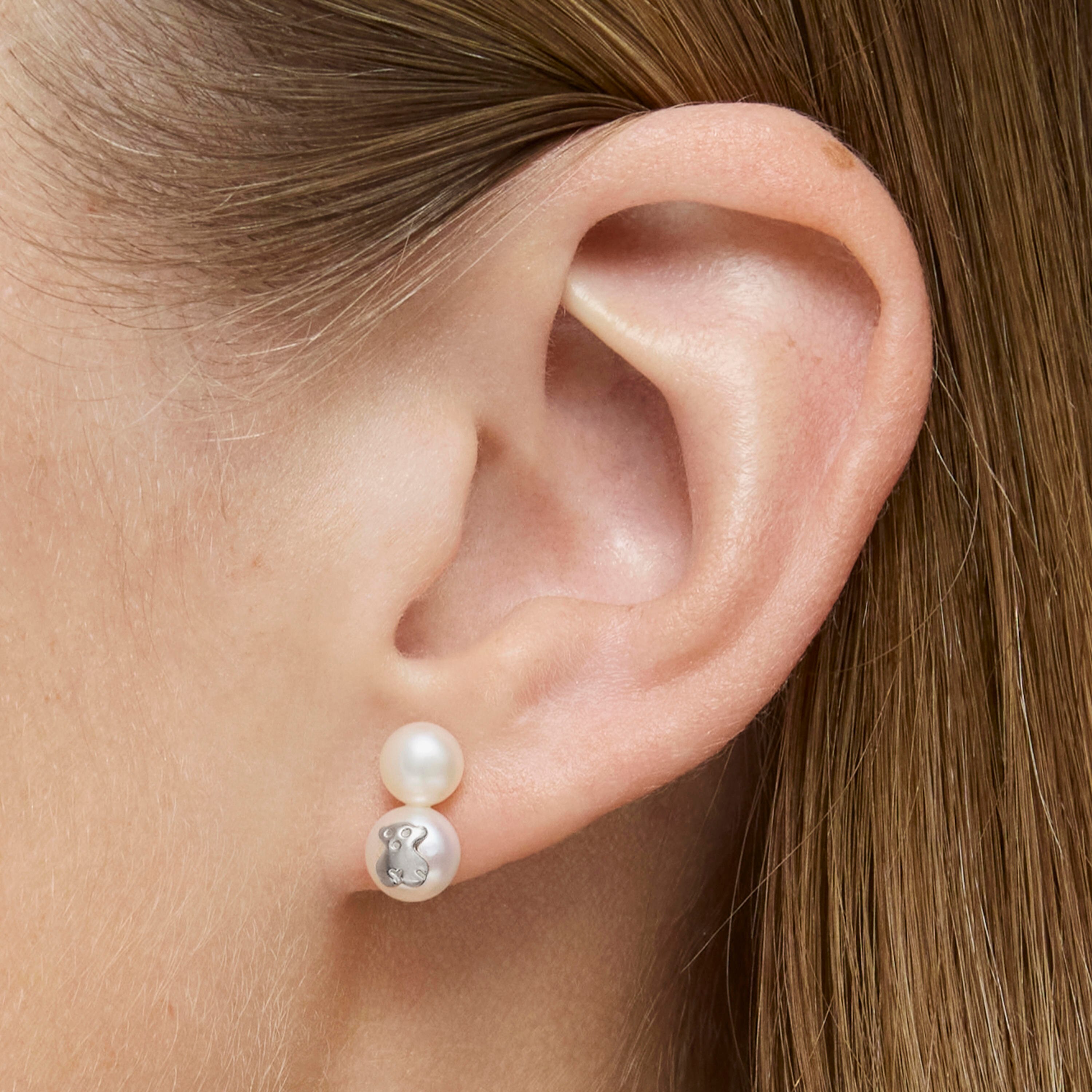 Silver and Pearl Icon Pearl Earrings