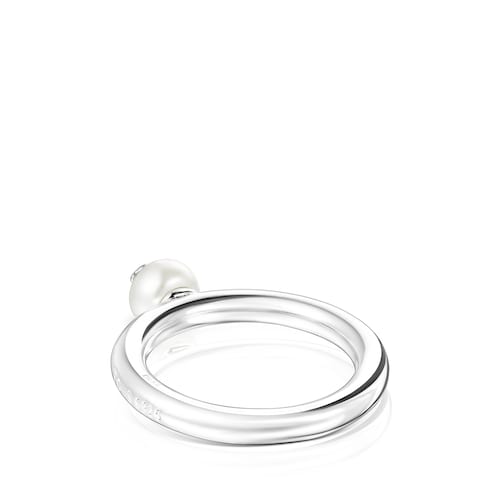 Anillo de plata y perla motivo oso Icon Pearl
