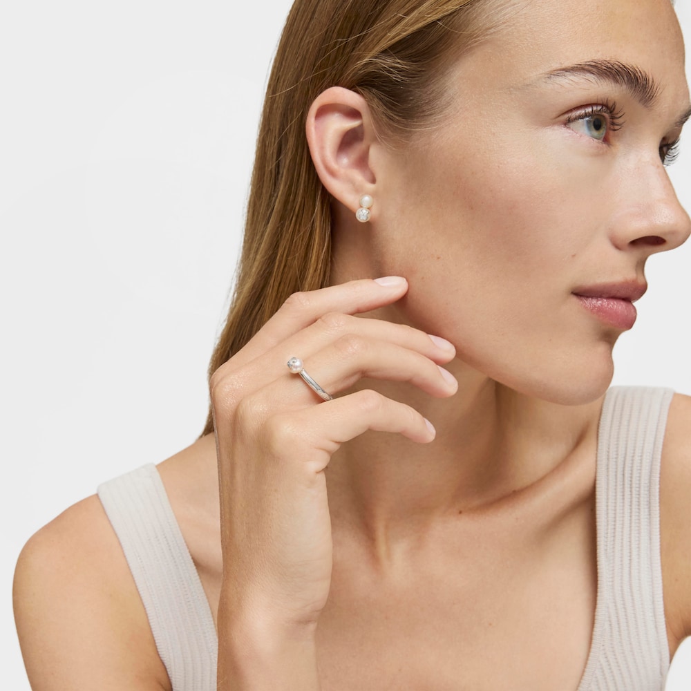 Anillo de plata y perla motivo oso Icon Pearl