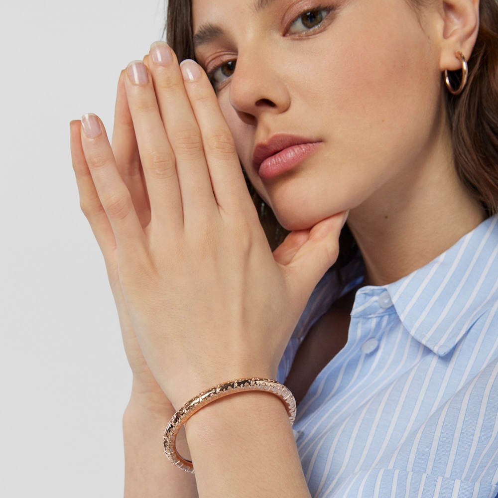 Pulsera con ba&ntilde;o de oro rosa 18 kt sobre plata Straight XL