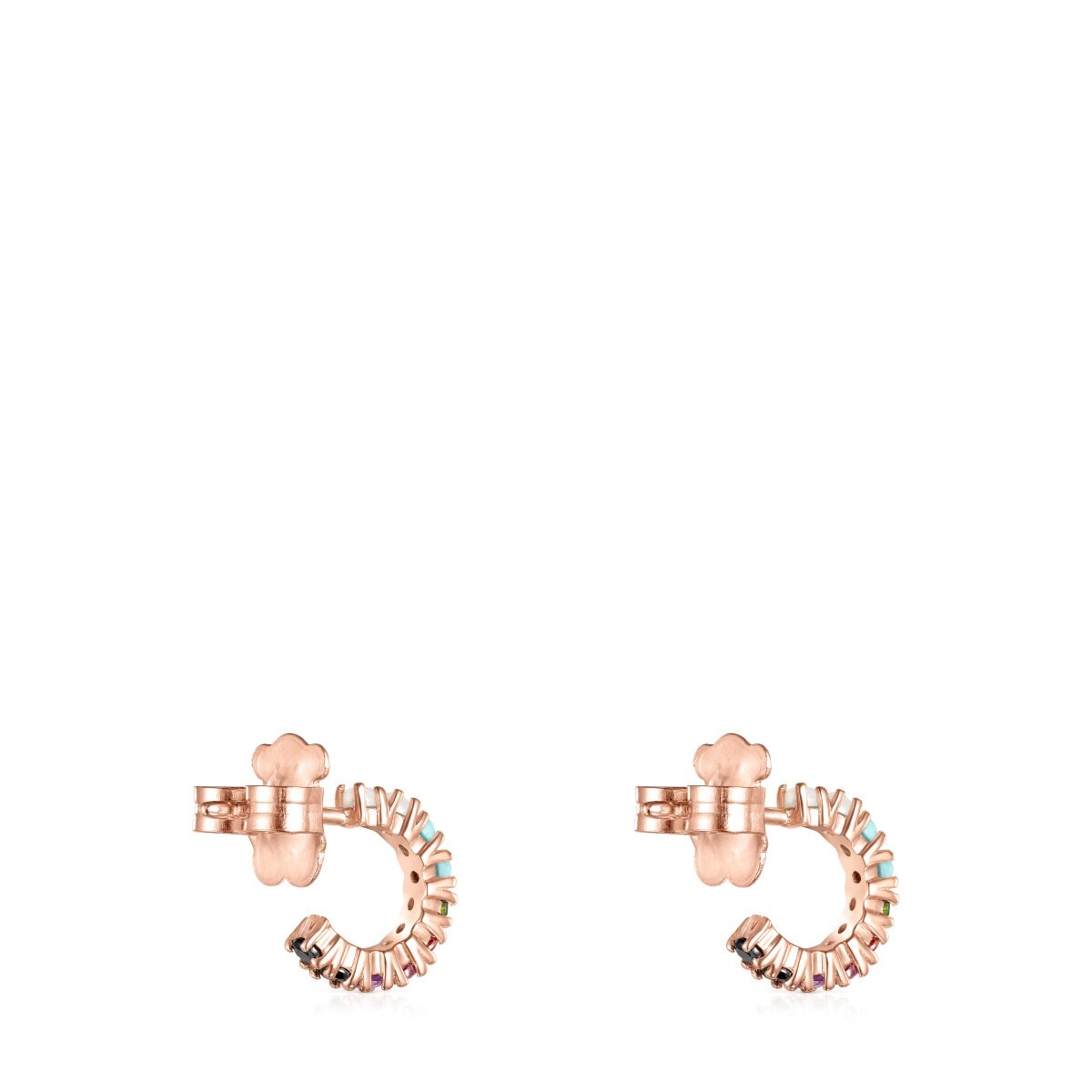 Pendientes pequeños con baño de oro rosa 18 kt sobre plata y gemas Straight