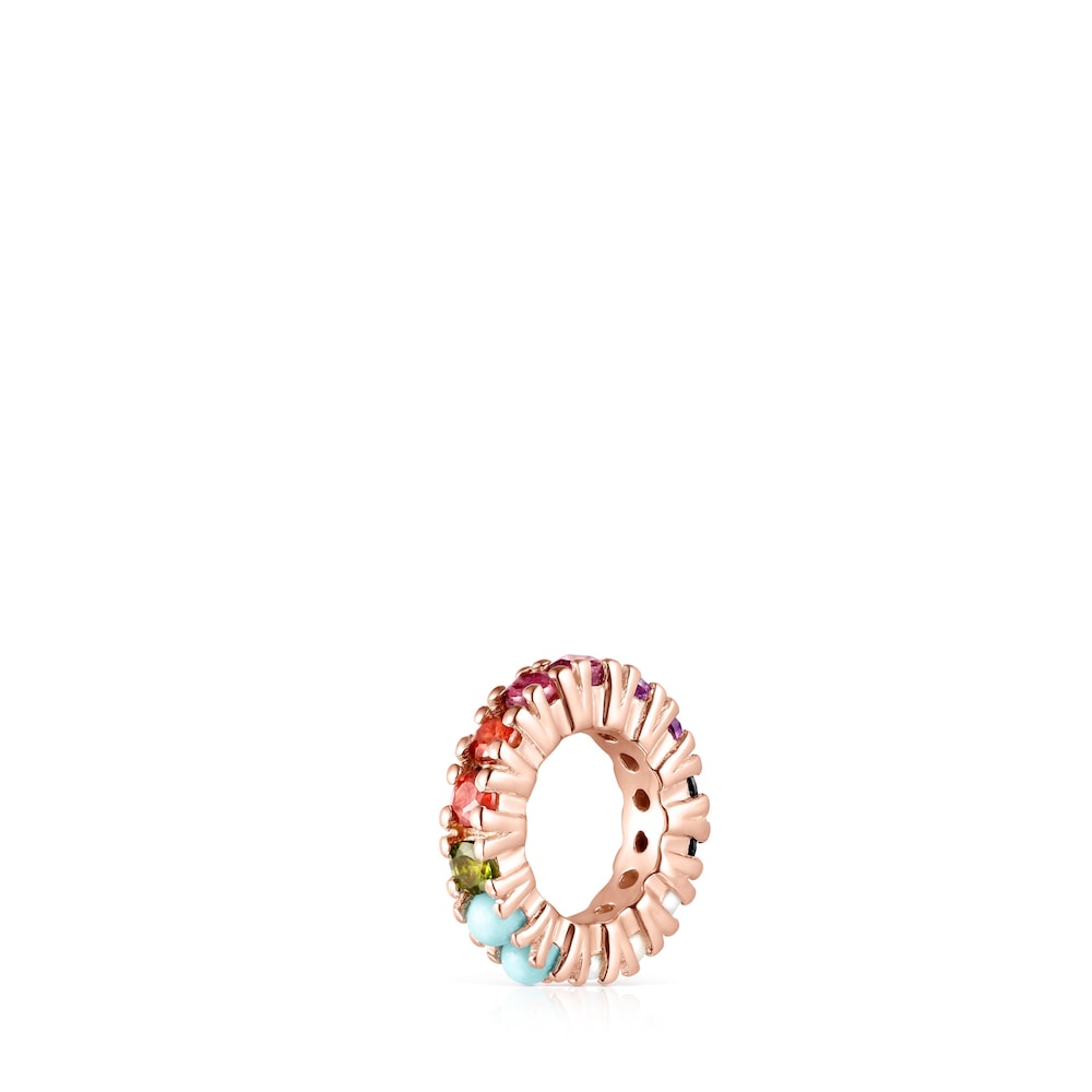 Tous Shield - Zawieszka z r&oacute;żowego srebra Vermeil oraz kamieni szlachetnych i p&oacute;łszlachetnych