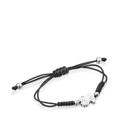 Silver and black Cord Sweet Dolls bear Bracelet