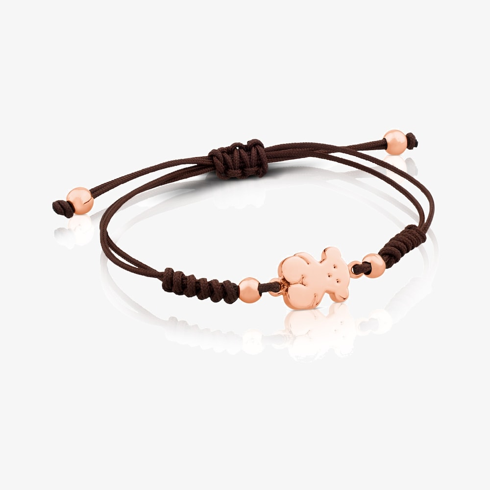 Tous Sweet Dolls &ndash; N&aacute;ramek z růžov&eacute;ho stř&iacute;bra Vermeil s hnědou &scaron;ňůrkou