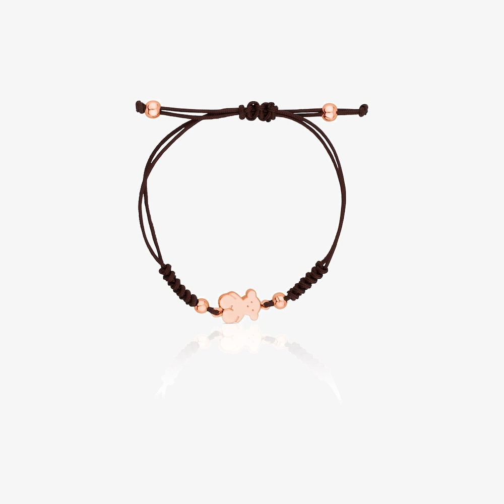 Tous Sweet Dolls &ndash; N&aacute;ramek z růžov&eacute;ho stř&iacute;bra Vermeil s hnědou &scaron;ňůrkou