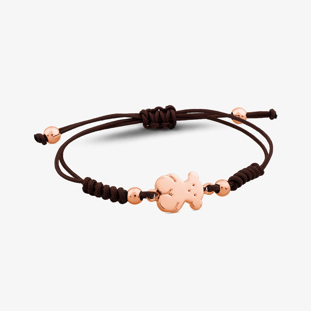 Tous Sweet Dolls &ndash; N&aacute;ramek z růžov&eacute;ho stř&iacute;bra Vermeil s hnědou &scaron;ňůrkou