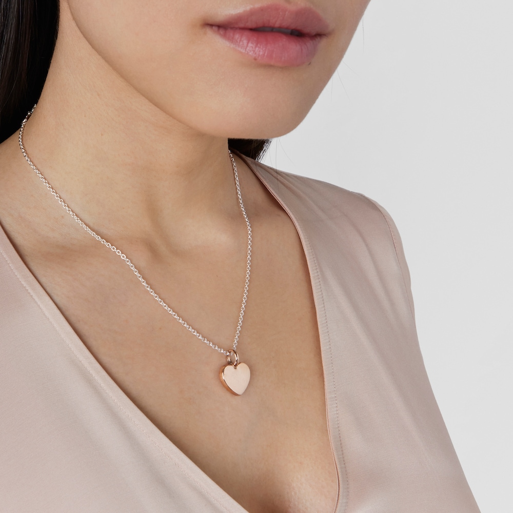 Colgante coraz&oacute;n con ba&ntilde;o de oro rosa 18 kt sobre plata Sweet Dolls