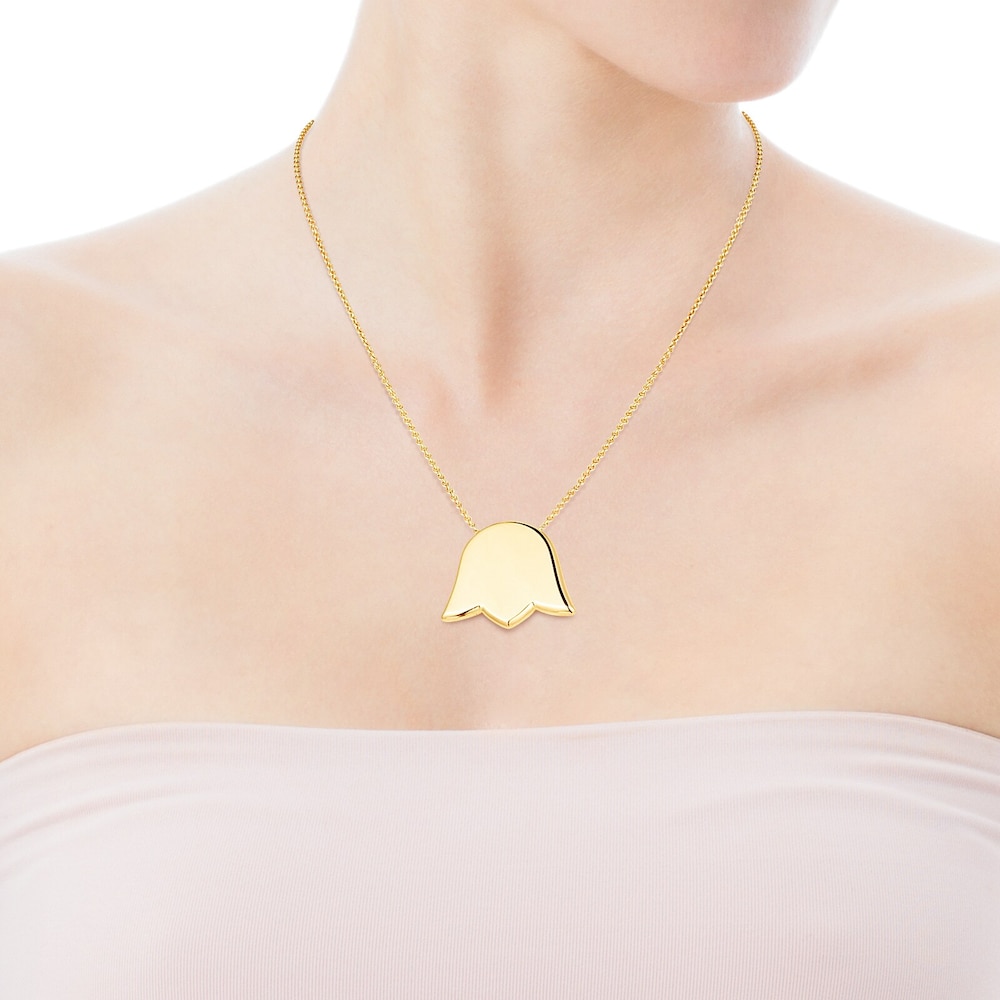 Collar Sweet Dolls tulipa con ba&ntilde;o de oro 18 kt sobre plata