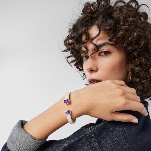 Silver Mesh Color Bracelet with Amethyst