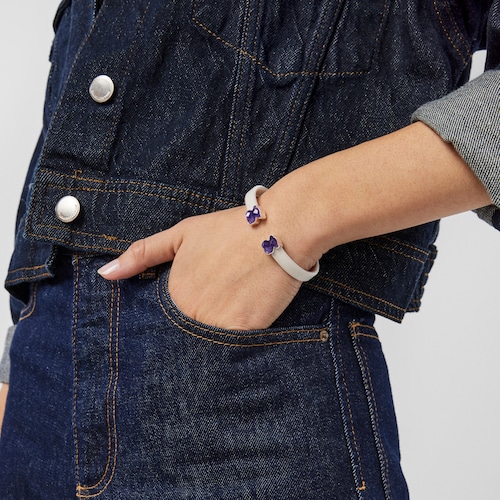 Silver Mesh Color Bracelet with Amethyst