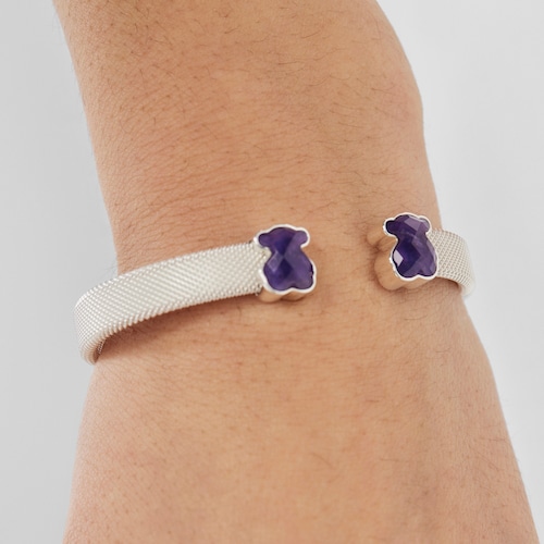 Silver Mesh Color Bracelet with Amethyst