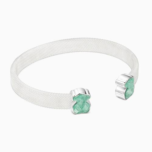 Pulseira Mesh Color em Prata e Amazonite