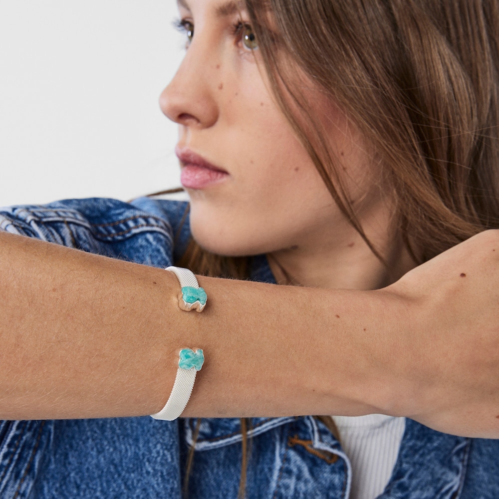 Pulsera de plata y amazonita Mesh Color