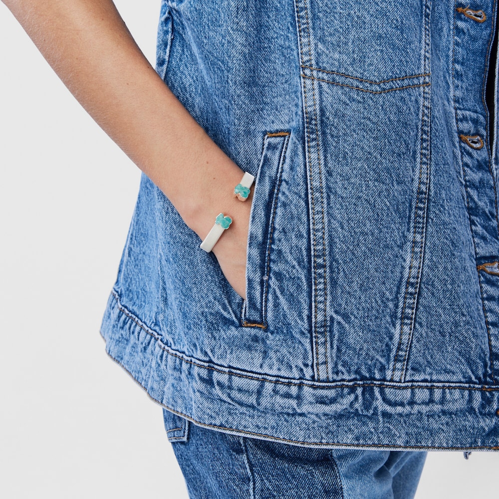 Pulsera de plata y amazonita Mesh Color