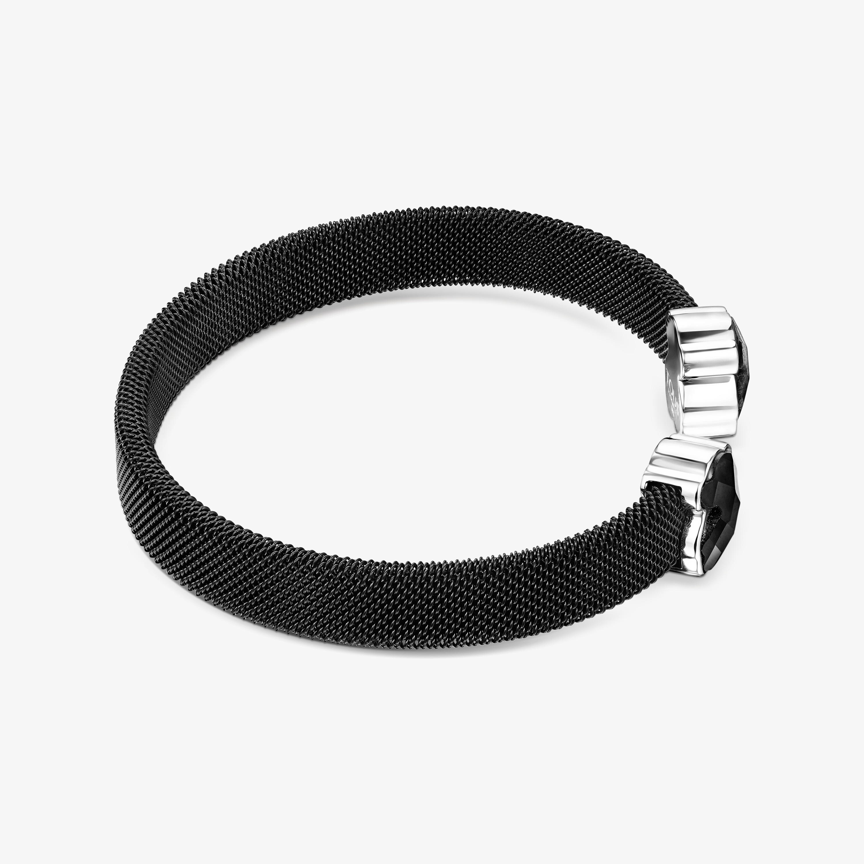 Black IP Steel Mesh Color Bracelet with Onyx