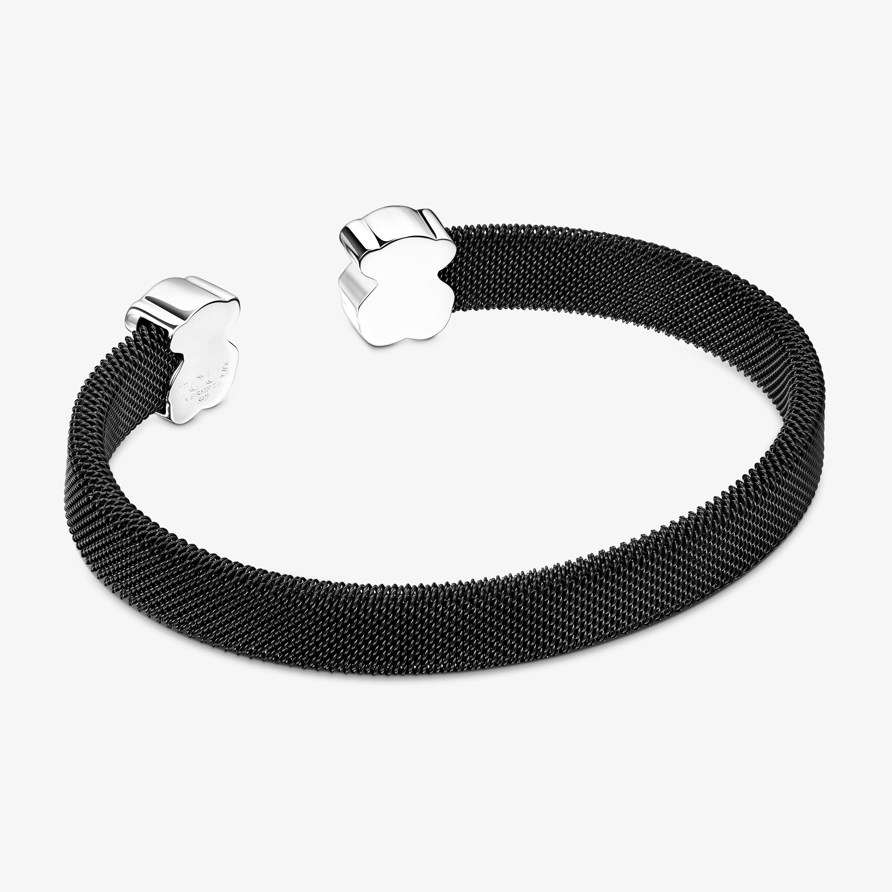 Black IP Steel Mesh Color Bracelet with Onyx