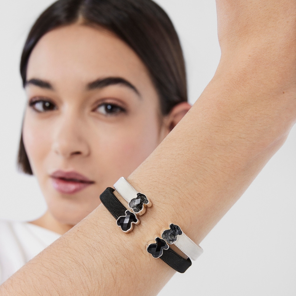 Pulsera de plata y cuarzo turmalinado Mesh Color